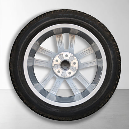 Lichtmetalen velg met winterband, achteraanzicht met stervormige spaken