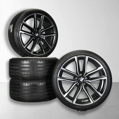 BMW velg met banden, zwart-zilver gespaakt, set van twee
