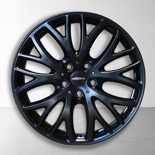 Enkele lichtmetalen velg met cross-spoke spaken, donkerblauw en zwart