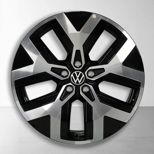 Originele 19-inch Volkswagen velg met VW-embleem, zwart-zilver, dubbele 5-spaken