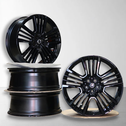 Set van twee 21 inch velgen, zwart met zilveren spaken, van voren en achter